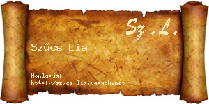Szűcs Lia névjegykártya