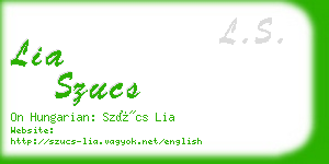 lia szucs business card